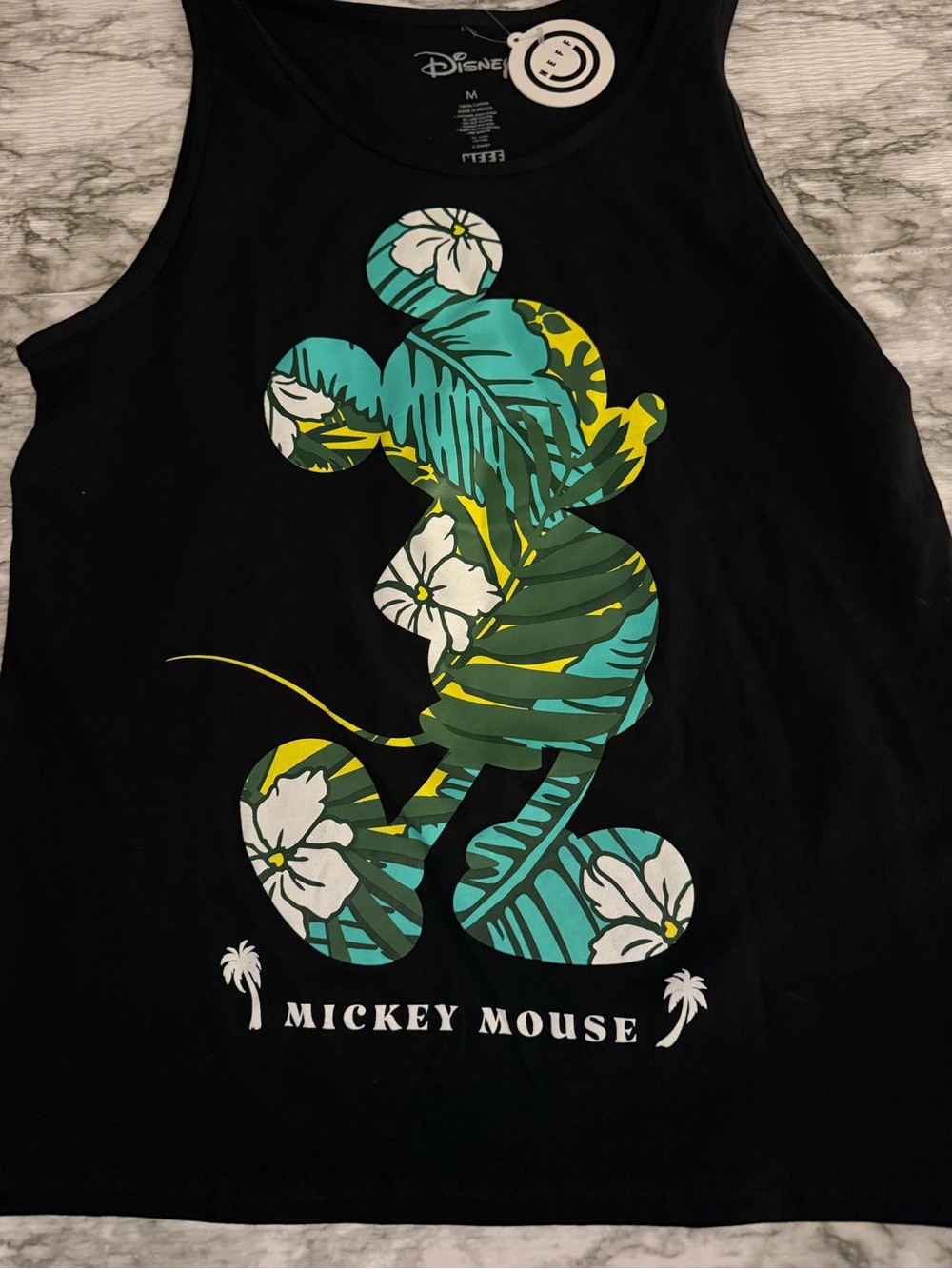 NWT Disney X Neff Summer Men's Black Medium Tropical Mickey Mouse Logo Tank Tee